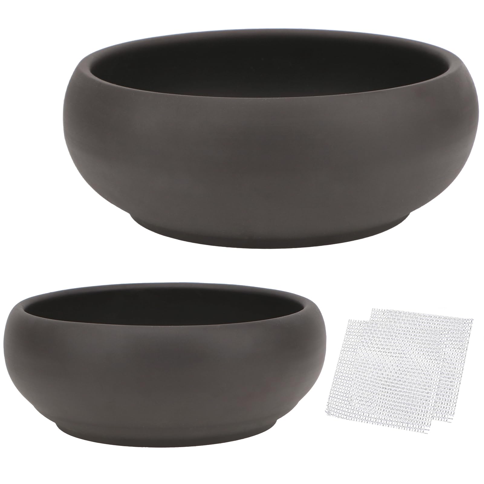 happy bonsai Pot 6-8" Unglazed Round Ceramic Succulent Planter + Drainage Screen