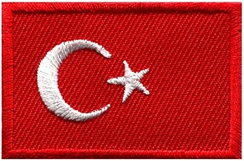 1.13 inches x 1.75 inches Flag of Turkey Turkish star crescent moon embroidered applique iron-on patch new size Medium