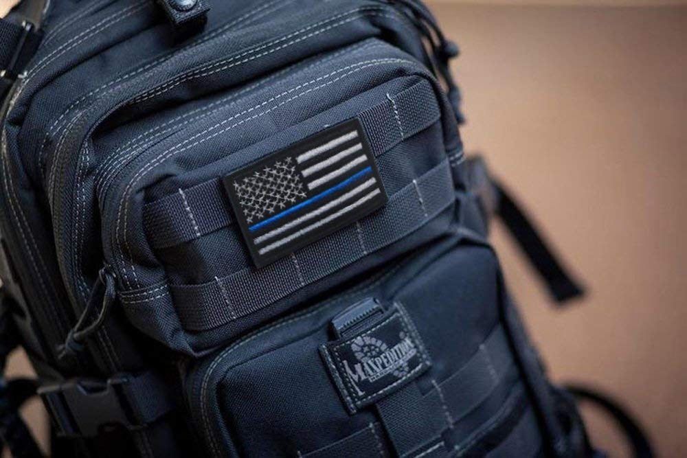 2 Pieces-Tactical Police Law Enforcement Thin Blue Line United States Flag Patch