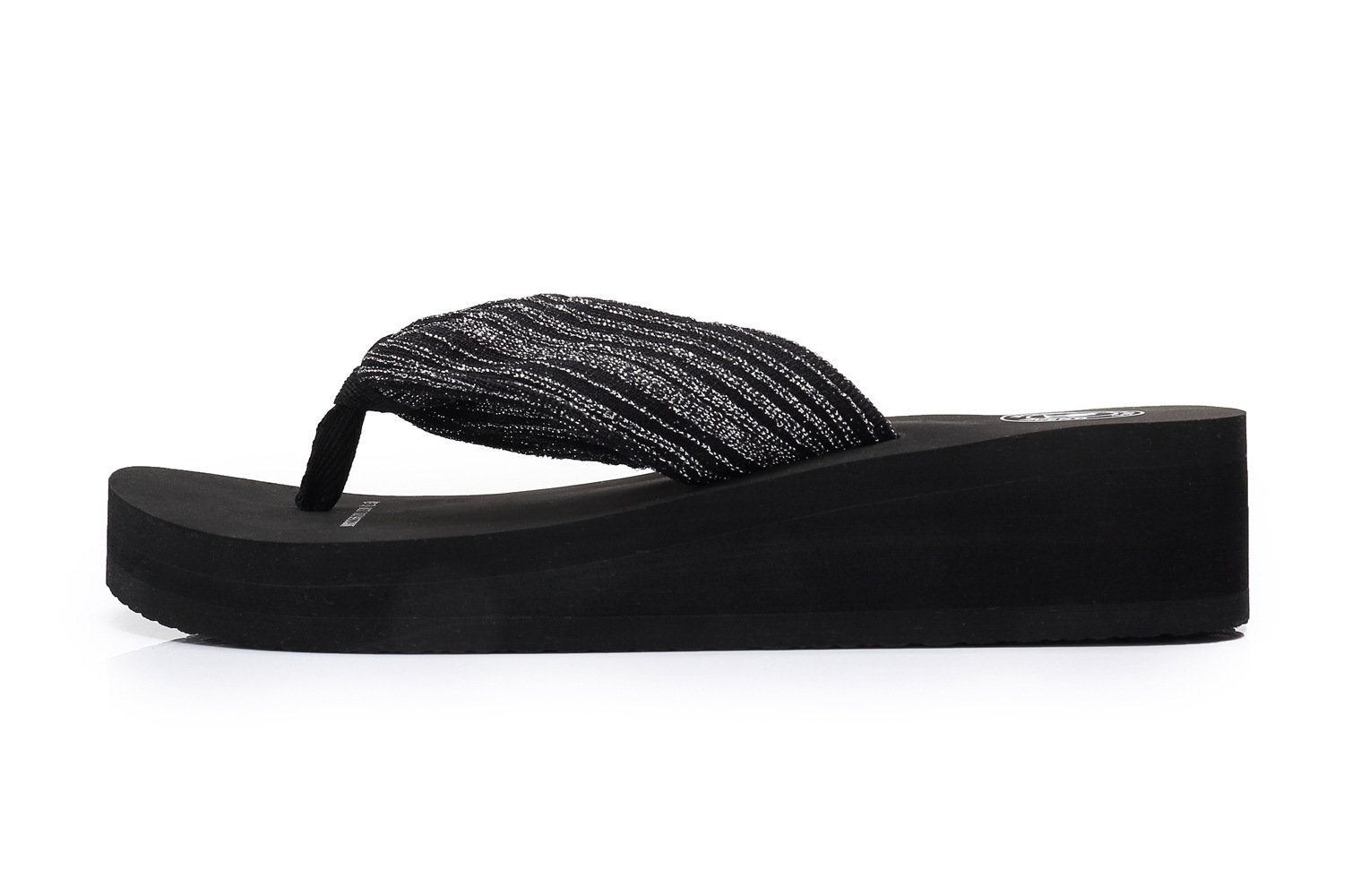 CAMEL CROWN Women\'s Comfy Casual Wedge Heel Thong Flip Flop Beach Sandals Color Black, Size 7