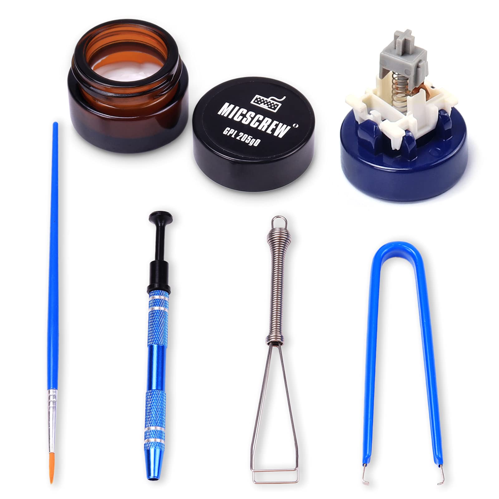 Byhoo Switch Opener Kit with 0.17OZ GPL 205G0 Keyboard Lube 6PCS Contains Keycap Puller Switch Puller Stem Holder Keyboard Grease for Mechanical Keyboard, Switch Lubricant Key Switch and Stabilizer