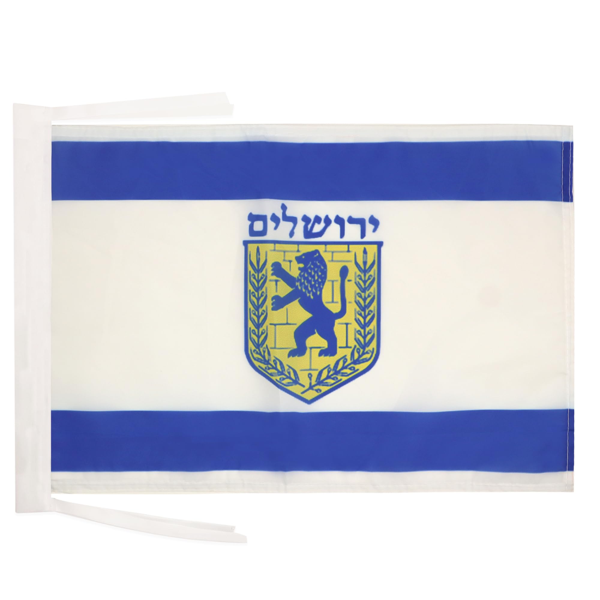 AZ FLAG - Jerusalem Flag - 18'' x 12'' - 100% Polyester Jerusalem in Israel Small Banner with Two Cords - Fade Resistant - Vivid Colors - 18x12 in - 45x30 Cm — image 1