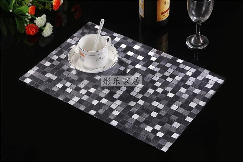 DIANZHUO Placemat 4 Pcs New Silicone Pvc Table Mats For Dining Table Desk Drink Wine Coasters Heat Insulation Waterproof Placemat Holder , Silver