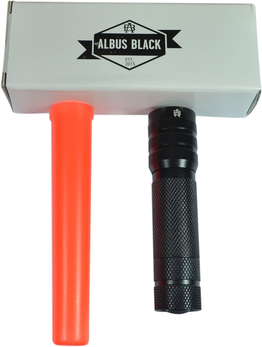 Albus Black Focusing Tactical Flashlight 300 Lumen Super Bright Mini Complete with Free Diffuser