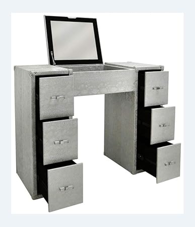 Artikle Leather Grey 7 Drawer Leather Dresser of Chest wth Mirror