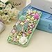 iPhone X Case, Mavis's Diary Full Edge Protective Plastic Case, 3D Handmade Crystal Clear Bling Green Diamonds Shiny Colorful Rhinestone Floral Butterfly Pearl Hard PC Cover for iPhone X Edition