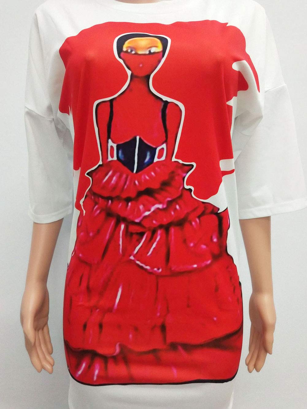 Womens Tshirt Dress Short Sleeve - Simple Loose Fit White Mini Dress