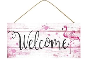 Craig Bachman Pink Welcome Flamingo Sign - Door Hanger, Wreath Accent, Tier Tray Home Decor