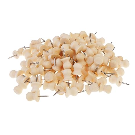 Amazon Com Prettyia 80pcs Wood Push Pins Map Pins Wooden Thumb