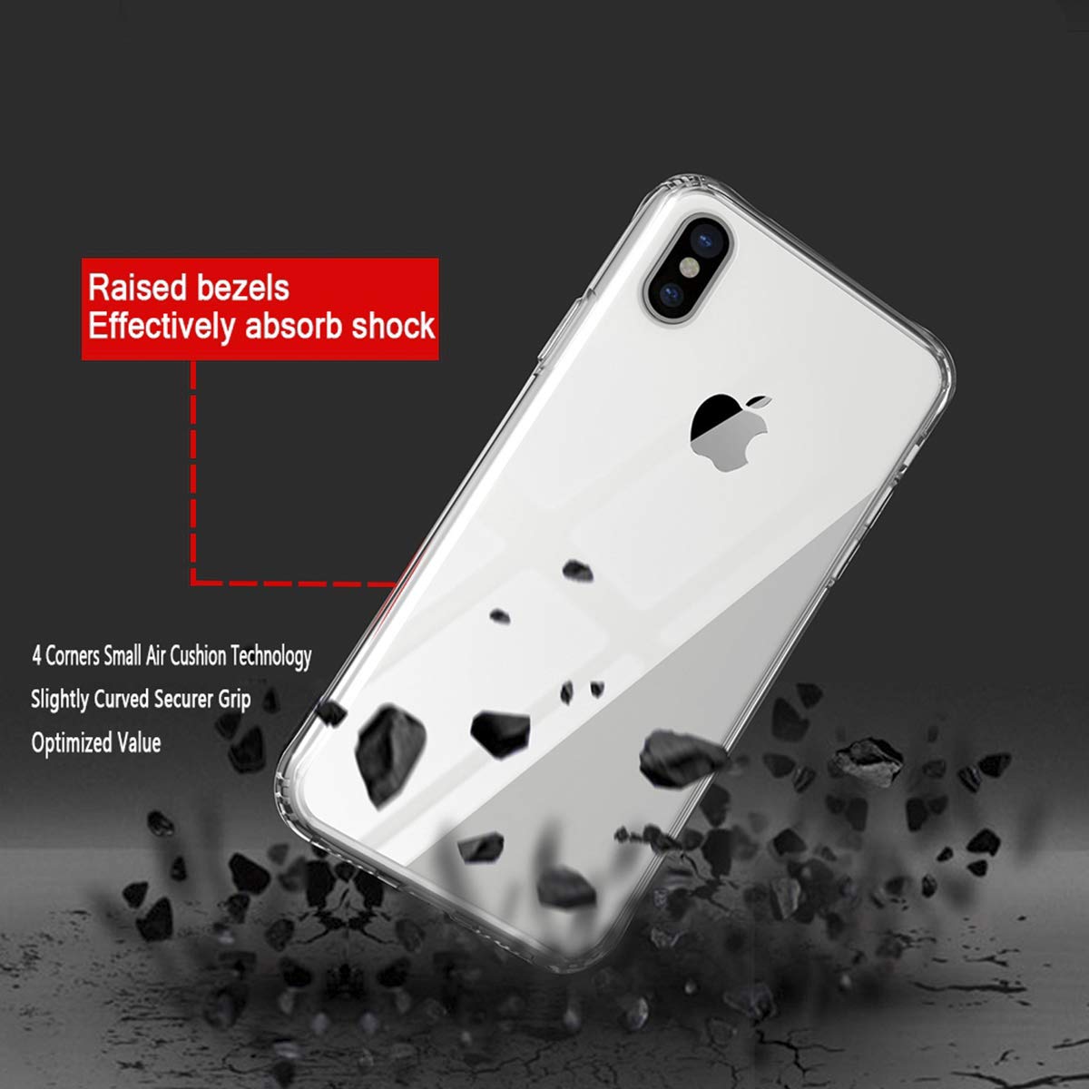 TzoMartico iPhone Xs Max Case, Metal Level Anti-Scratch, Rugged Flexible Tempered Glass Back Case, Crystal Clear Cover with Soft TPU Bumper Frame Protection for iPhone Xs Max 6.5 inches (Transparent)