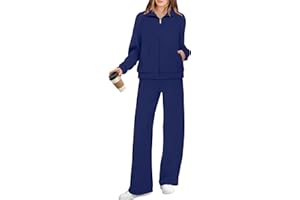 XIEERDUO Women's 2 Piece Lounge Sets Full Zip Up Sweatsuit Wide Leg Tracksuit Workout Outfits Fashion Airport Wear
