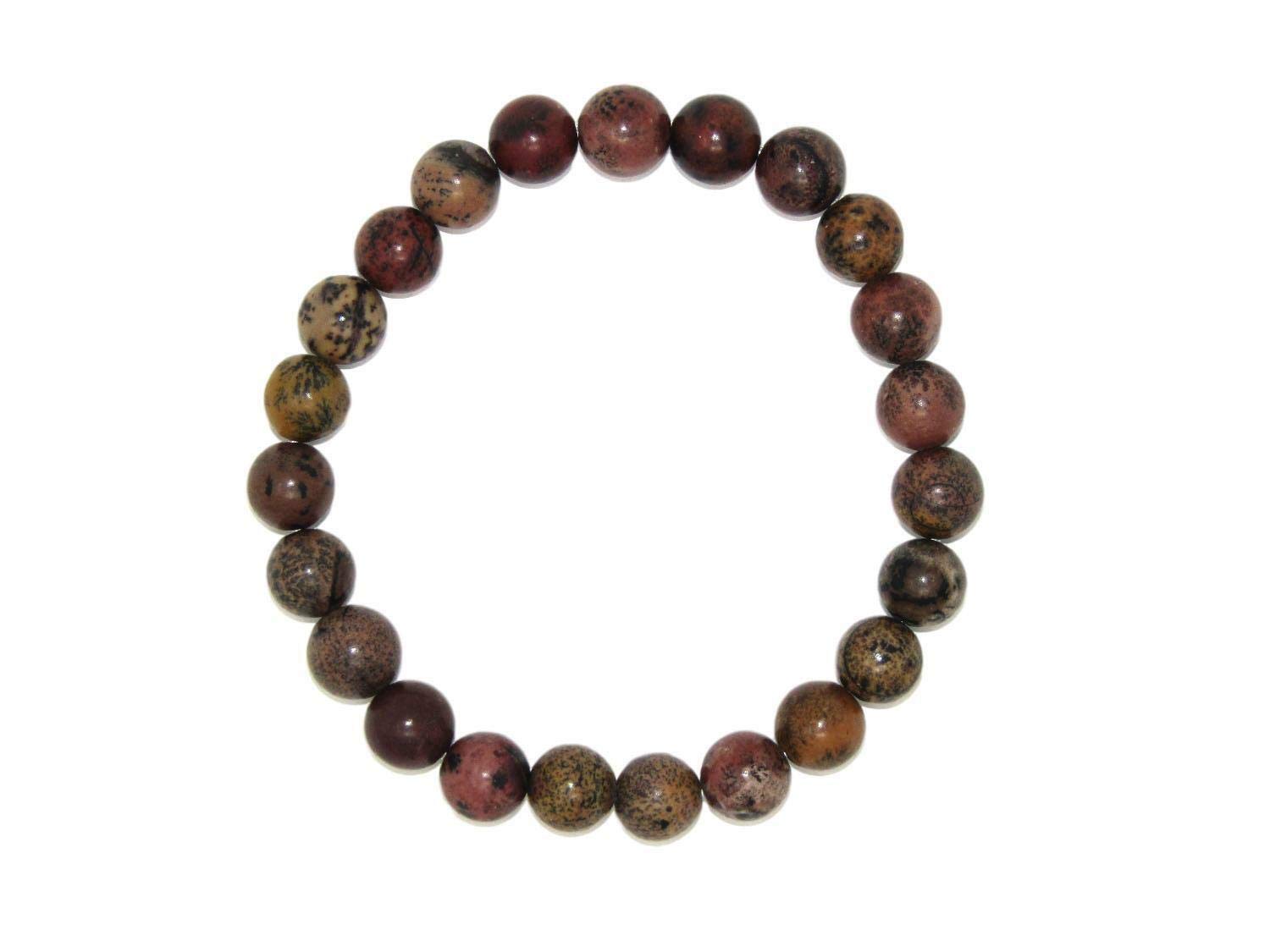 Jeannieparnell 014RGJ - Classic 8mm Red Grass Jasper Gemstone Bead Bracelet Handmade