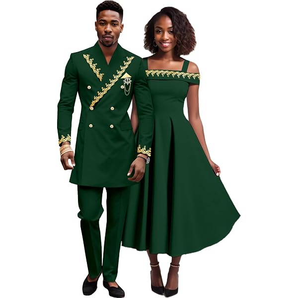 African Couple Clothes Matching Sets Satin Long Dresses for Women and  African Suits for Men Dashiki Lovers Outfits at Amazon Men's Clothing store
