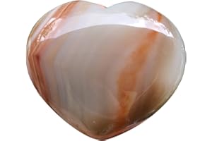 Fekuar Natural Agate Puffy Heart Pocket Palm Stone, Healing Crystal Romantic Love Energy Worry Stones Chakra Balancing Reiki Meditation 1.7 Inches (45mm)