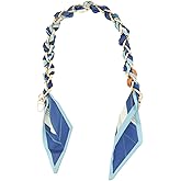 Mewutal Silk Scarf Metal Purse Chain Strap 18 Inch Handbag Handle Replacement Elegant Bag Decoration for Ladies Bag, with Silk Scarf and Double Buckles (Blue)