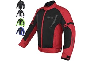 ALPHA CYCLE GEAR HI VIS MESH MOTORCYCLE JACKET FOR MENS RIDING BIKERS RACING DUAL SPORTS BIKE ARMORED PROTECTIVE (RED, SMALL)