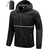 ZITY Men's Rain Jacket Waterproof Lightweight Packable Raincoat | Adjustable Hood, Windproof, 4 Pockets, Reflective Strips For Hiking, Cycling, Running, Travel, Golf, Camping