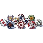 Royal Kraft Vintage Multicolor Printed Ceramic Pull Knobs for Kitchen Cabinet, Door &amp; Drawer, Wardrobe, Cupboard (Set of 10) Sknob001