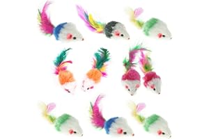 MROOBEST Aftermarket Furry Pet Cat Toys Mice, Cat Toy Mouse, Pet Toys for Cats, Cat Catcher for Feather Tails, 10 Counting