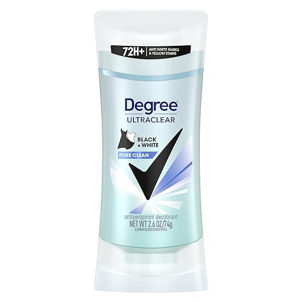 DEGREE ANTIPERSPIRANT FOR WOMEN PROTECTS FROM DEODORANT STAINS PURE CLEAN DEODORANT FOR WOMEN 2.6 OZ