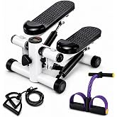 Mini Stepper for Exercise at Home, Stair Stepper with Resistance Bands, 300LBS Capacity Hydraulic Fitness Stepper with LCD Monitor, Full Body Cardio Workout Machine for Weight Loss &amp; Leg Exercise
