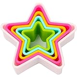 Cookie Cutters, MCIRCO Plastic Star Cookie Cutter Set Multi-size Durable Star-shaped Biscuit Fondant Cutter Set Shapes Fruit Cutter for Kids Multi-color Sandwich Cutter for Festival Baking Tools(Star)