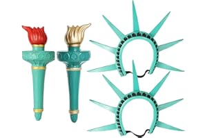 Statue of Libertys Costume - 2 Pack Lady Libertys Costume, Miss Libertyes Crowns and Torch, Goddess Headband and Torch, Fancy