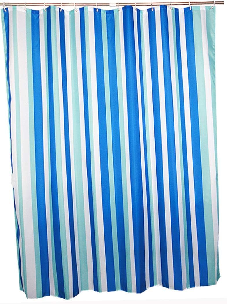 WeLwo Polyester Cloth Bathroom Shower Curtain Liner, 72" W x 96" H Blue White Cloth Fabric Heavy Duty Waterproof Shower Curtain Liner Weighted New