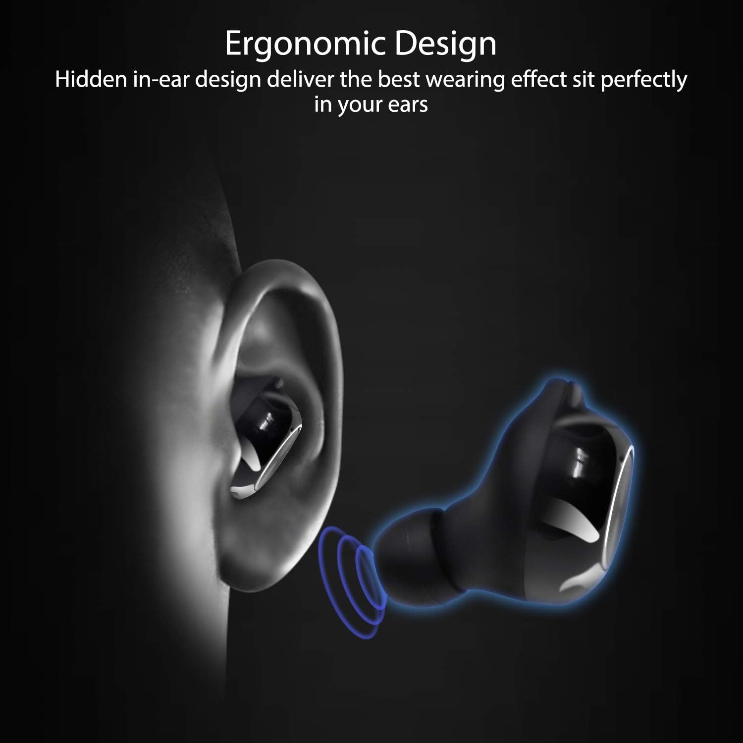 Wireless Earbuds, WinCret in-Ear Bluetooth Headphones w/Microphone, 40Hrs w/USB-C Charging Case/Twin & Mono Mode, IPX5 Waterproof Cordless Earphones for Android: Home Audio & Theater