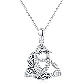 CHENGHONG Celtic Moon Necklace for Women 925 Sterling Silver Celtic Knot Moonstone Pendant Necklace Crescent Irish Necklaces Celtics Jewelry Gift for Women Men