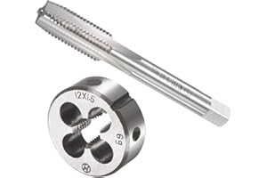 CoCud Tap and Die Set, M12 x 1.5 Thread, Metric High-Speed Steel Machine Screw Tap & Round Die Tool Kit - (Applications: for 