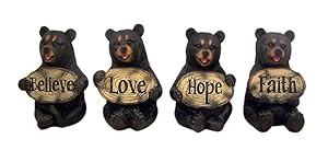 Set of 4 Bears of Grace Figurines Holding Inspirational Plaques, 3 1/4 Inch