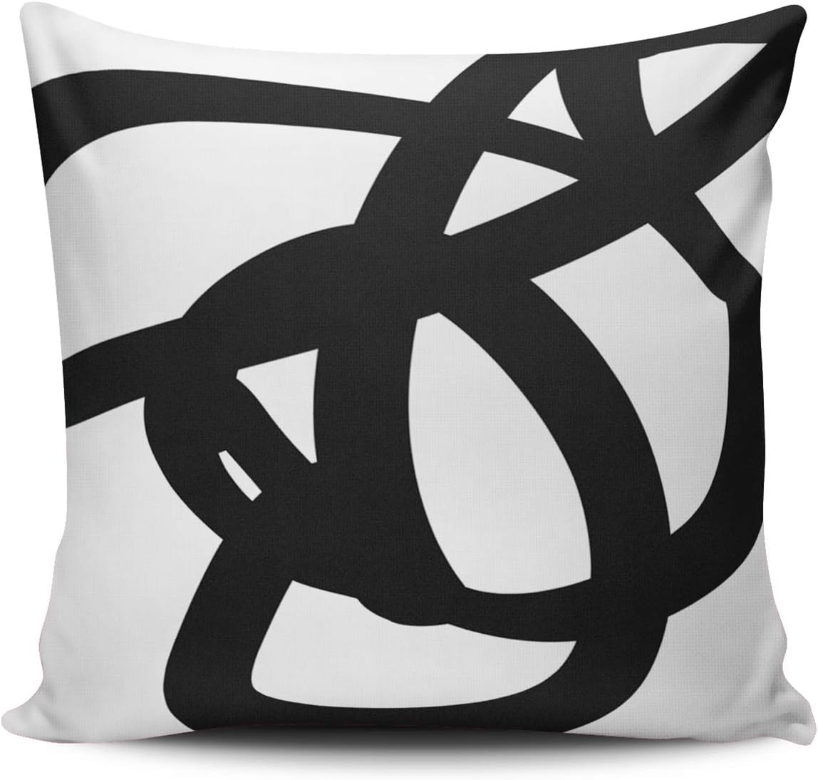 WULIHUA Pillow Covers Black White Abstract Art Sofa Modern Pillow Case Decorative Throw Pillow Cases Double Sides Printed Square 24x24 Inches
