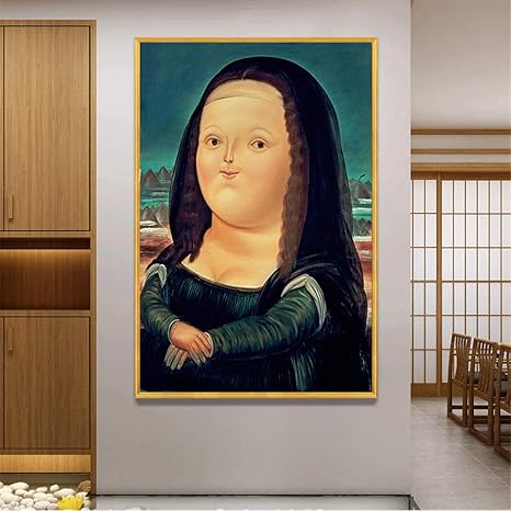 Amazon 面白いモナリザ現代のミニマリストの装飾絵画吊りキャンバス絵画オイルcuadros家の装飾パリアートポスター40cmx60cm フレームなし ウォールステッカー オンライン通販