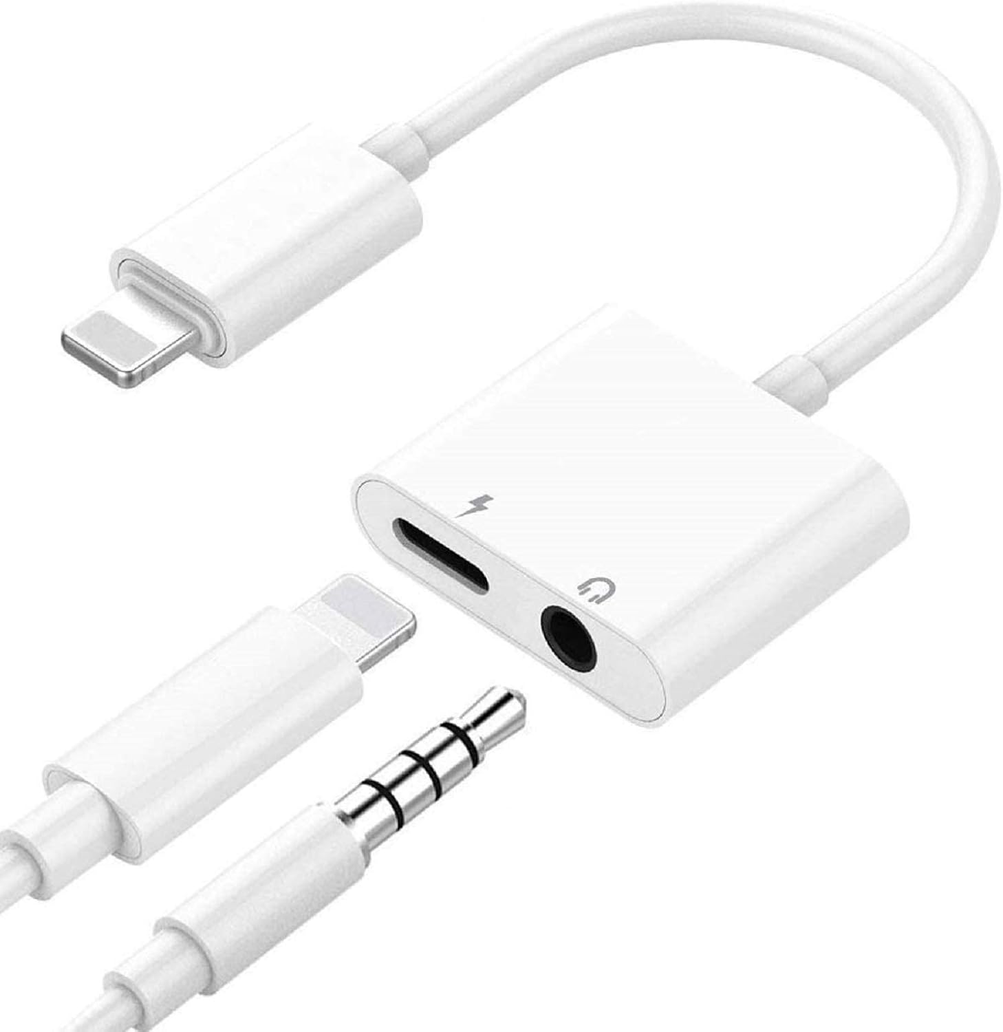 [Apple MFi Certified] Lightning to Headphone Jack Adapter for iPhone Dongle 2 in 1 Charger/Earplug Jack Connector AUX Audio 3.5mm Splitter,Compatible with iPhone 7/7 Plus/8/8P lus/11/X/XS/XS MAX