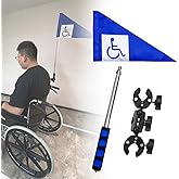 Wheelchairs Handicap Flag for Mobility Scooters, Rollator, Walkers Safety Accessories, 6.5 Feet Length, Folding (Blue)