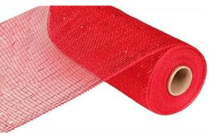 CRAIG BACHMAN 10 Inch x 30 feet Deco Poly Mesh Ribbon - Metallic Red and Red Foil : RE130124