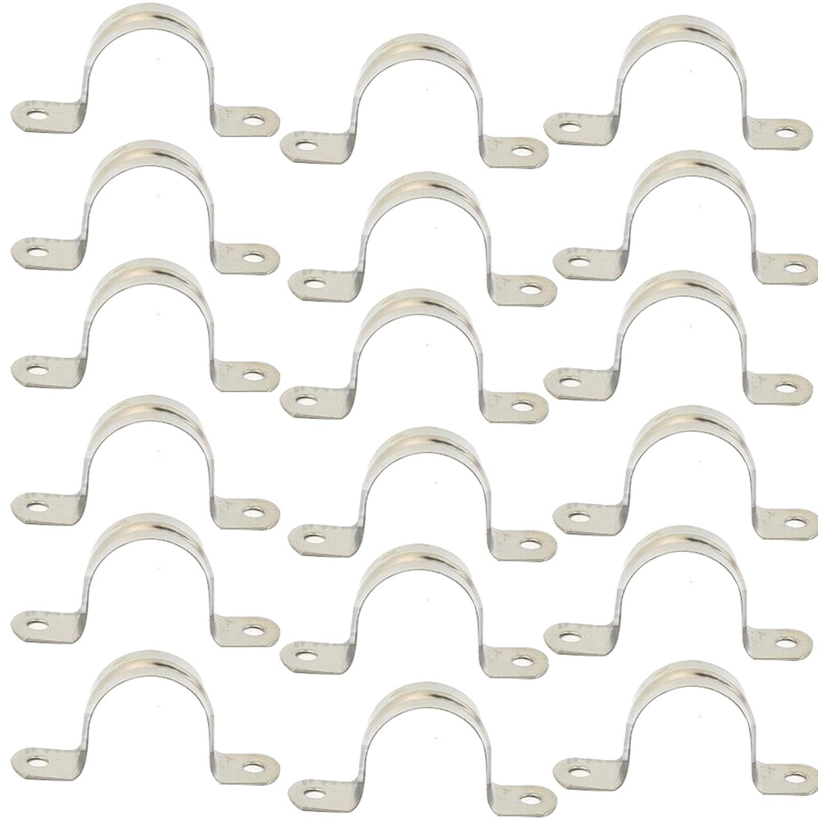 MACHSWON 20 PCS Pipe Strap Clamp 25mm 304 Stainless Steel Pipe Clips U Shaped Pipe Straps Saddle Clip Two Hole Tube Strap Tension Clips U-Tube Ring Hose Clamp