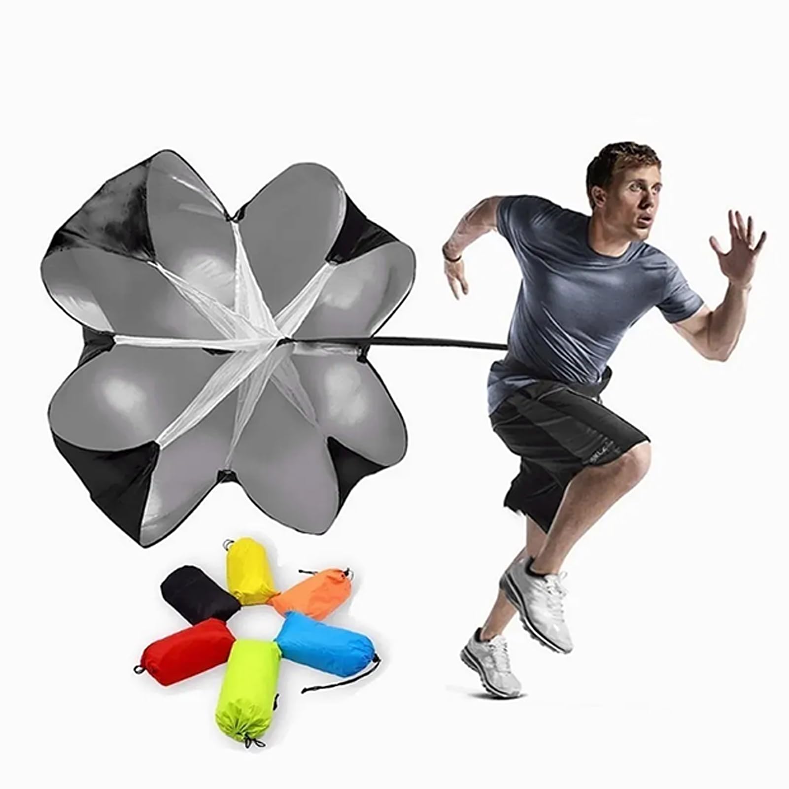 plplaaoo Running Parachute Speed Training,Parachute for Speed Training,Black Lightweight Resistance Parachute with Adjustable Strap,Running Speed Chute Parachute for Acceleration Training