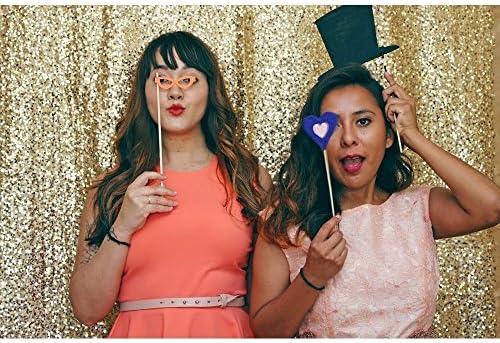 BeneU Sequin Photography Backdrop 4 x 6 ft Sparkle Photo Booth Curtain for Wedding Party Gold