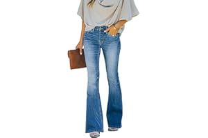 KUNMI Women's High Waisted Bell Bottom Bootcut Jeans Flare Wide Leg Stretch Trendy Jeans