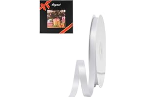 LIUYAXI Double Faced White Satin Ribbon, 3/8" X Continuous 25 Yards, Ribbons Perfect for Gift Wrapping Bows Bouquet Wedding D