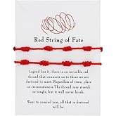 Caiyao 2Pcs Handmade 7 Knots Red String of Fate Protection Good Luck Bracelet Set Adjustable Kabbalah Braide Rope Long Distance Relationship Bracelet for Women Men Amulet Jewelry
