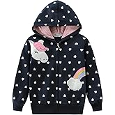 DDSOL Toddler Girl Zip Up Hoodie Dinosaur Jacket Hooded Heart Sweatshirt Fall Winter Kid Long Sleeve Shirt Pullover Top