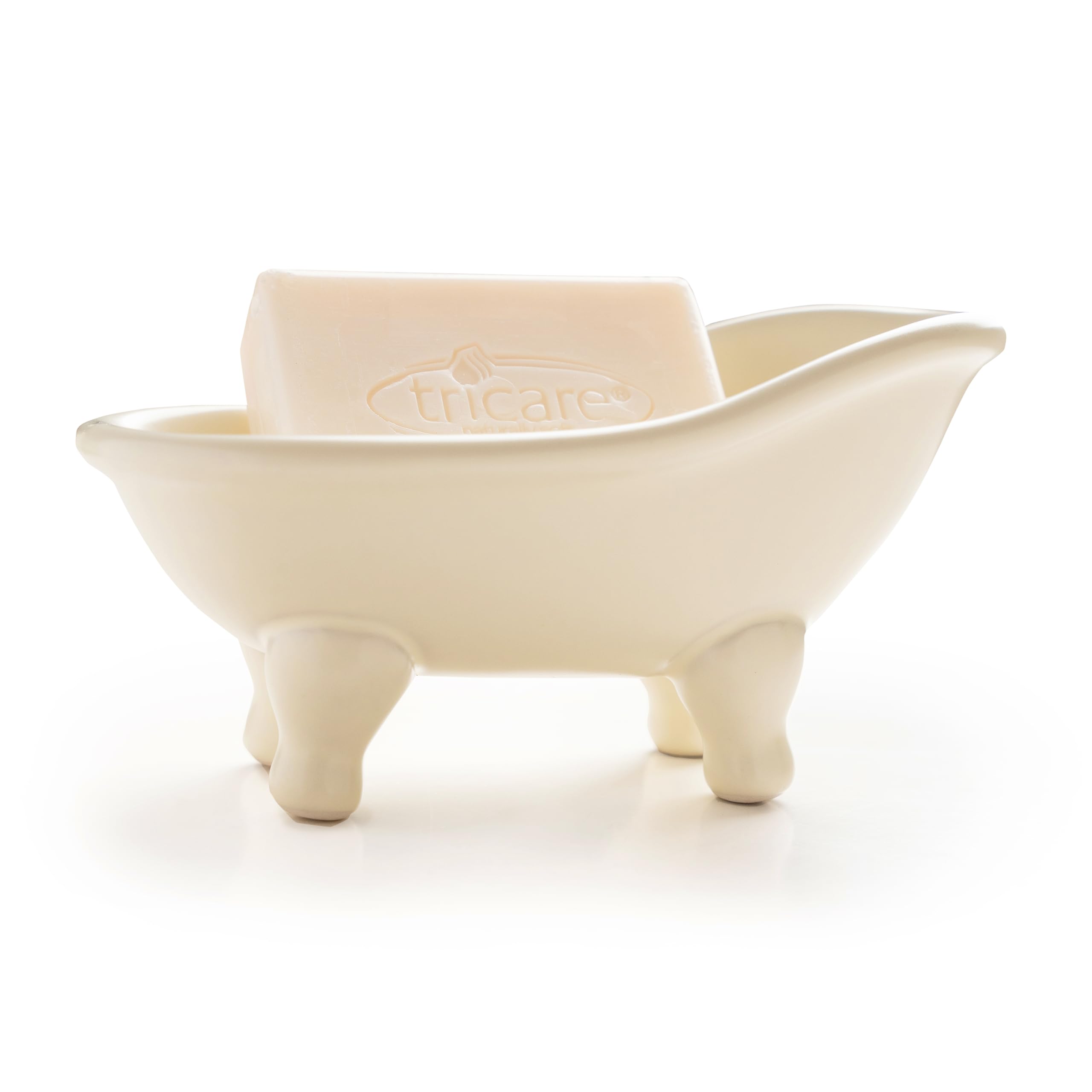 Photo 1 of 5.6" Ceramic Mini Bathtub Soap Dish Decortative Clawfoot Bathroom Soap Dish (Crème)