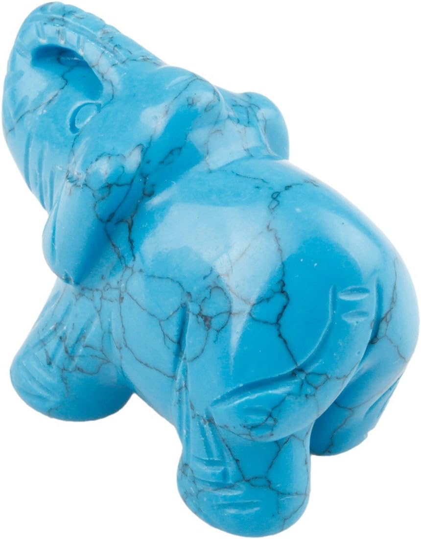 mookaitedecor Blue Howlite Turquoise Elephant Ornament Figurine,Healing Crystal Energy Gemstone Reiki Statue Home Decor,1.5 Inches - Image 4