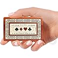 House of Cribbage - 2 Track - Wooden Travel/Pocket Size Cribbage Board - 4 Inch - Inlaid in Bloodwood/Maple Wood with Storage Space for Cribbage Pegs - 60 Points - Non Continuous