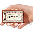 House of Cribbage - 2 Track - Wooden Travel/Pocket Size Cribbage Board - 4 Inch - Inlaid in Bloodwood/Maple Wood with Storage