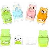 4Pcs Animal Roller Erasers, Cute Pet Roller Erasers, Space Pet Rubber, Cartoon Eraser with Shaving Rollers Case for School Office Supply Stationery