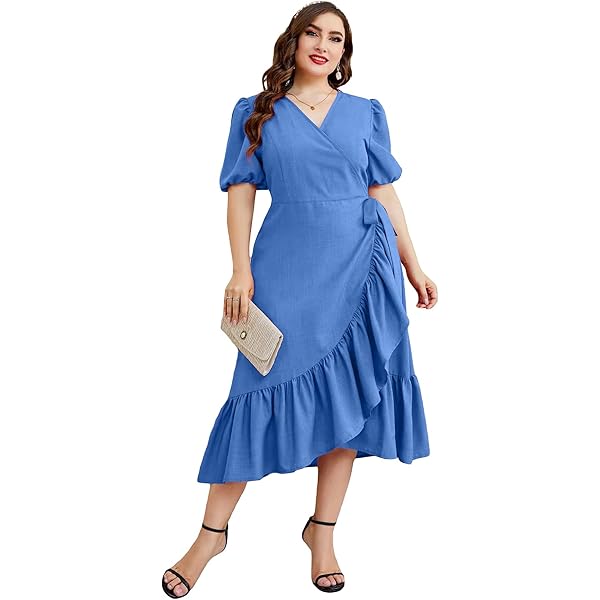 Vestido Midi De Lunares De Verano Elegante Acampanado De Manga Larga Con Cintura El Stica Y